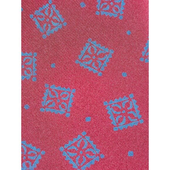 Valentino Cravatte Men's Silk Tie Red & Blue Geometric Pattern Made In Italy 248 - Picture 4 of 11